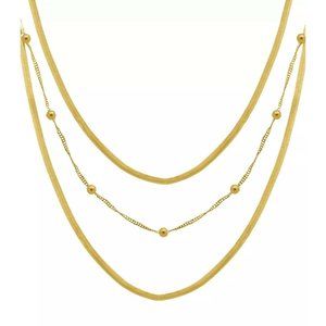 New AND NOW THIS 18K Gold Plated Layered Chain Necklace